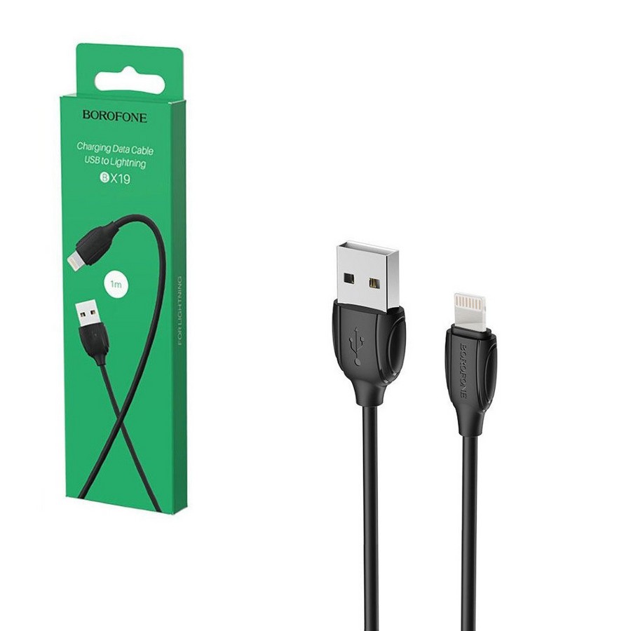 Аксессуары для сотовых оптом: USB кабель Borofone BX19 Lightning 2.4A 1m черный