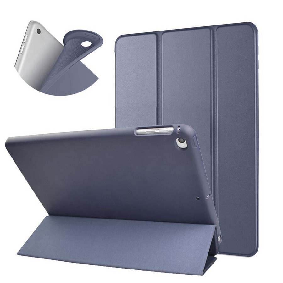 Аксессуары для сотовых оптом: Чехол-книга на силиконовой основе для планшета Apple iPad Air 1/2 серо-синий