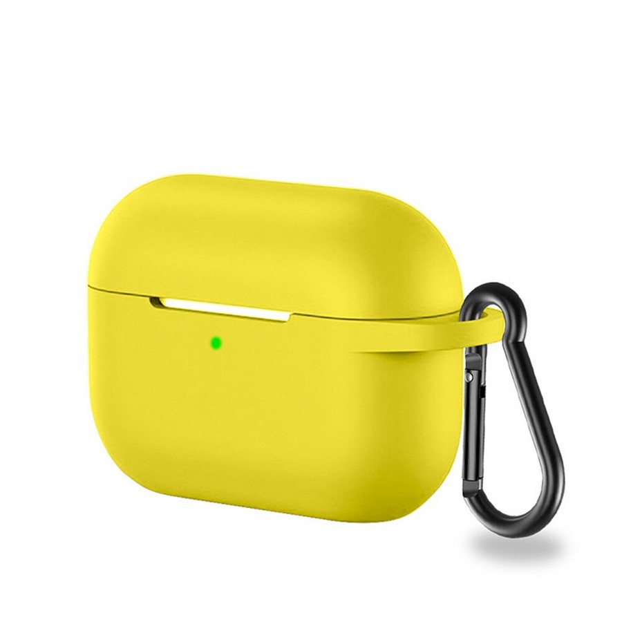 Аксессуары для сотовых оптом: Силиконовый чехол тонкий с карабином для Apple AirPods Pro желтый