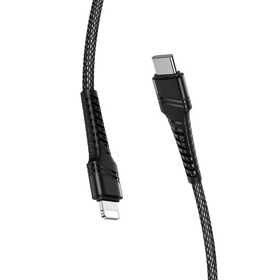 Аксессуары для сотовых оптом: USB кабель Borofone BU21 Type-C-Lightning 1.2m 3A черный