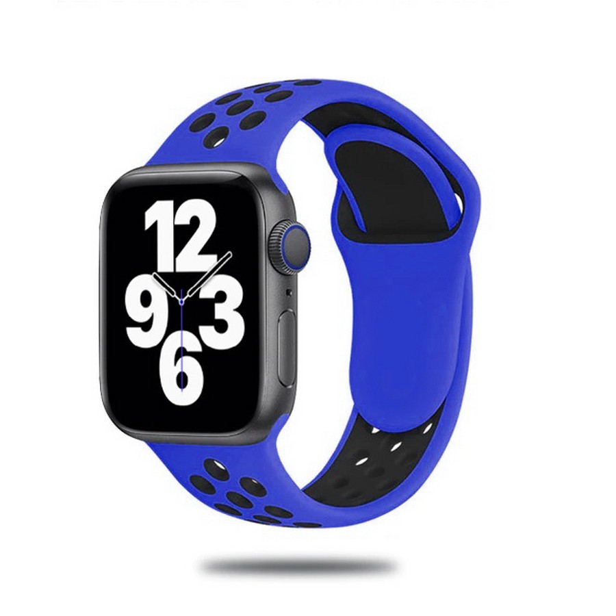 Аксессуары для сотовых оптом: Силиконовый ремешок Nike для Apple Watch 42/44/45mm сине-черный