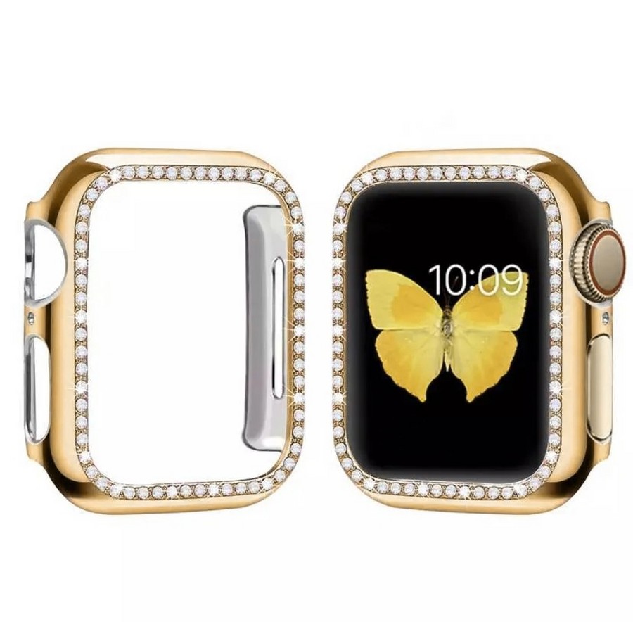 Аксессуары для сотовых оптом: Пластиковый чехол со стразами для Apple Watch 42mm золото