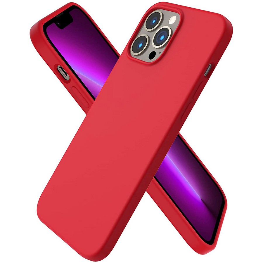 Аксессуары для сотовых оптом: Силиконовая накладка тонкая для Apple iPhone 13 Pro Max (6.7) красный