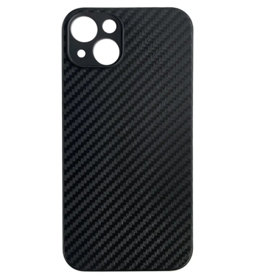 Аксессуары для сотовых оптом: Силиконовая накладка карбон для Apple iPhone 15 (6.1) черный