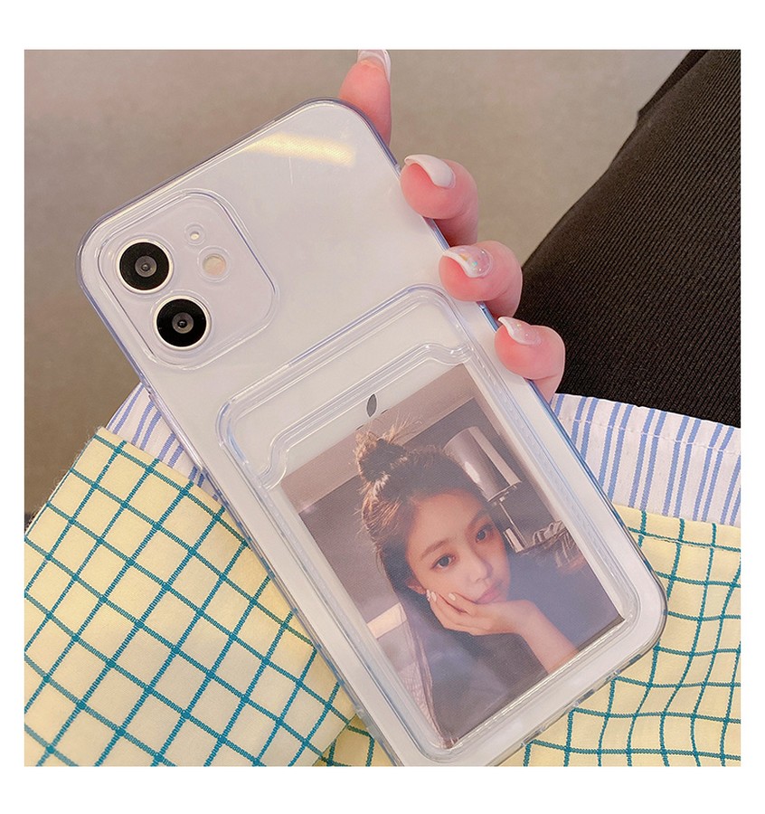 Аксессуары для сотовых оптом: Силиконовая накладка с отсеком для карты с защитой камеры Apple iPhone 12 (6.1) прозрачный