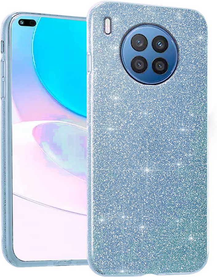 Аксессуары для сотовых оптом: Силиконовая противоударная накладка Diamond для Huawei Honor 50 Lite голубой