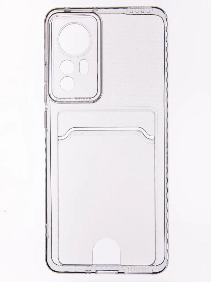 Аксессуары для сотовых оптом: Силиконовая накладка с отсеком для карты с защитой камеры Xiaomi 12X прозрачный