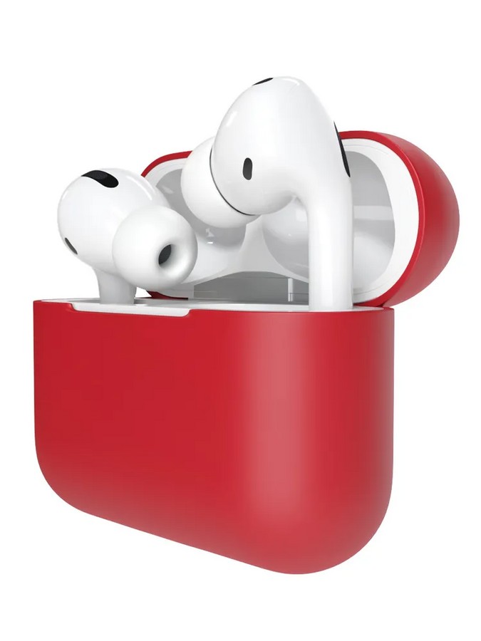 Аксессуары для сотовых оптом: Силиконовый чехол тонкий для Apple AirPods Pro 2 красный