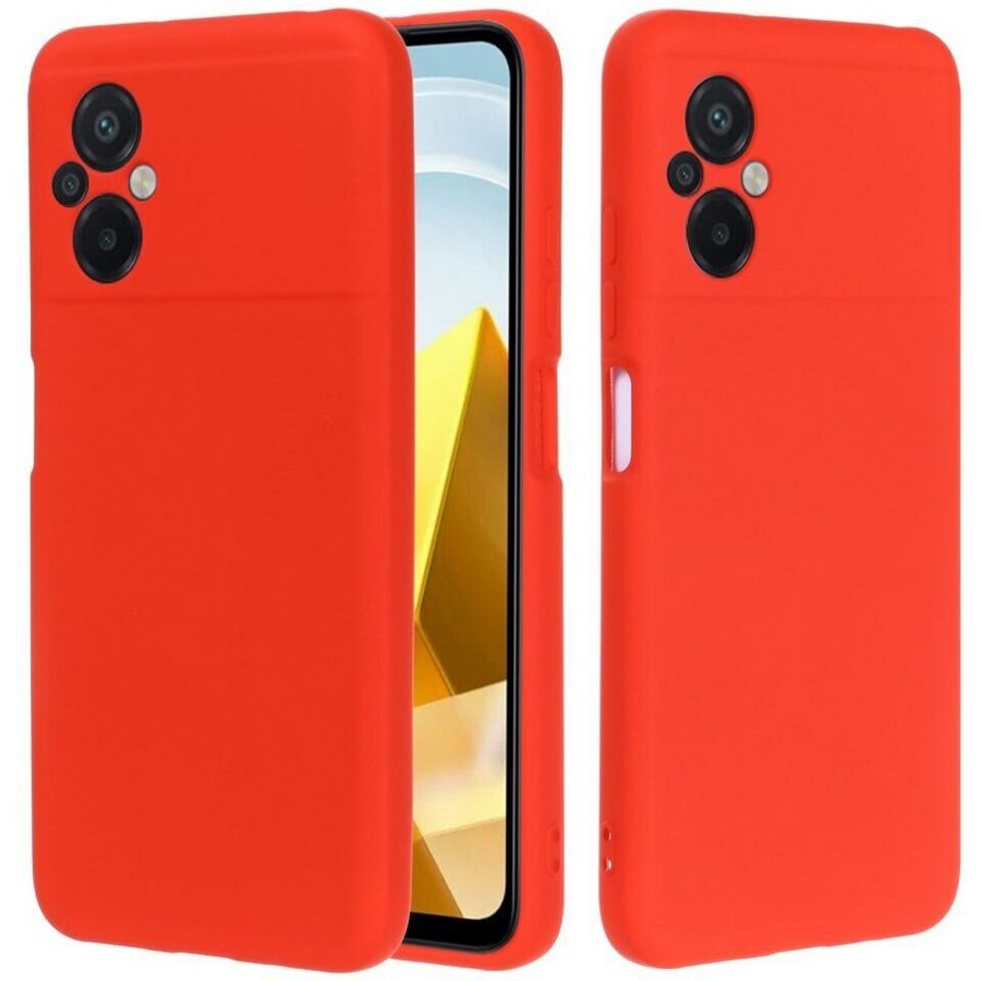 Аксессуары для сотовых оптом: Силиконовая накладка без логотипа Silky soft-touch для Xiaomi Redmi Poco M5 красный