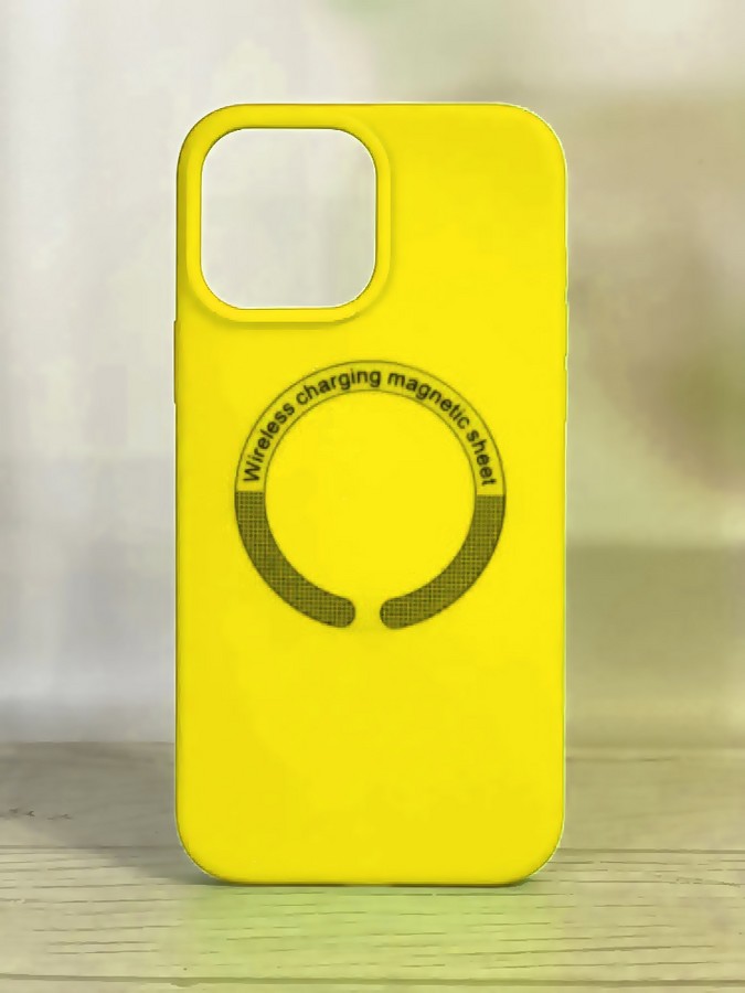 Аксессуары для сотовых оптом: Силиконовая накладка без логотипа Silicone Case MagSafe для Apple iPhone 12/12 Pro желтый