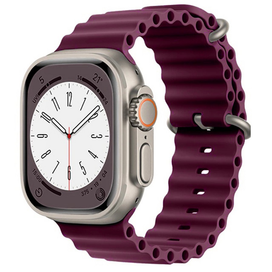 Аксессуары для сотовых оптом: Силиконовый ремешок Ocean Watch Band для Apple Watch Series 49mm бордовый