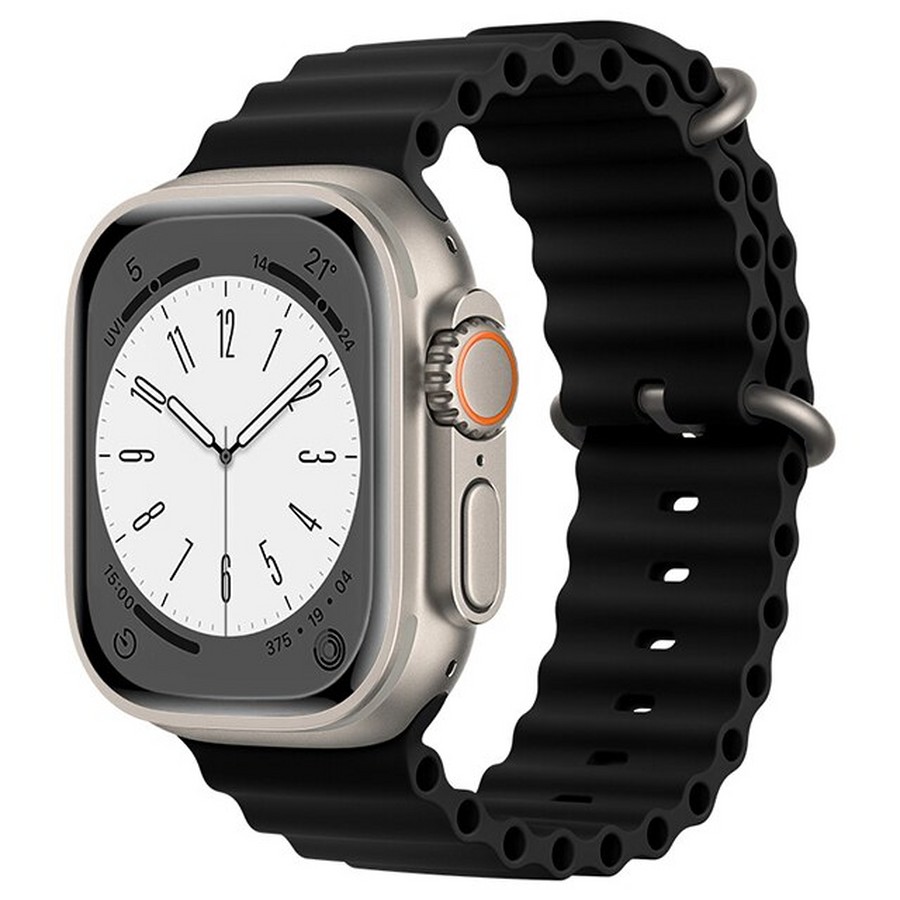 Аксессуары для сотовых оптом: Силиконовый ремешок Ocean Watch Band для Apple Watch Series 49mm черный