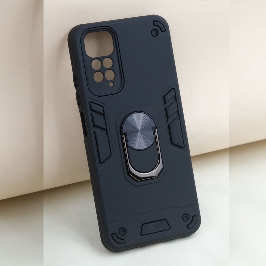 Аксессуары для сотовых оптом: Пластиковая накладка под магнит с кольцом-держателем для Xiaomi Redmi Note 11Pro черный
