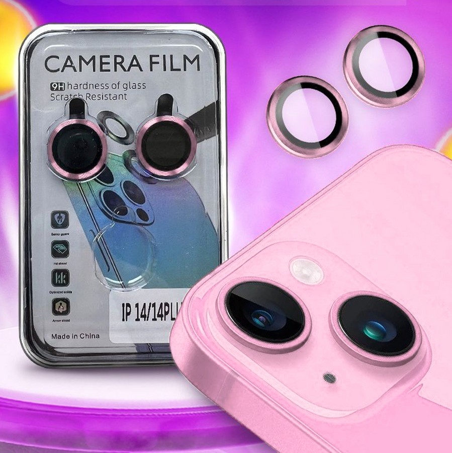Аксессуары для сотовых оптом: Защитное стекло для камеры для Apple iPhone 14 (6.1)/14 Max (6.7) 2 Lenses розовый