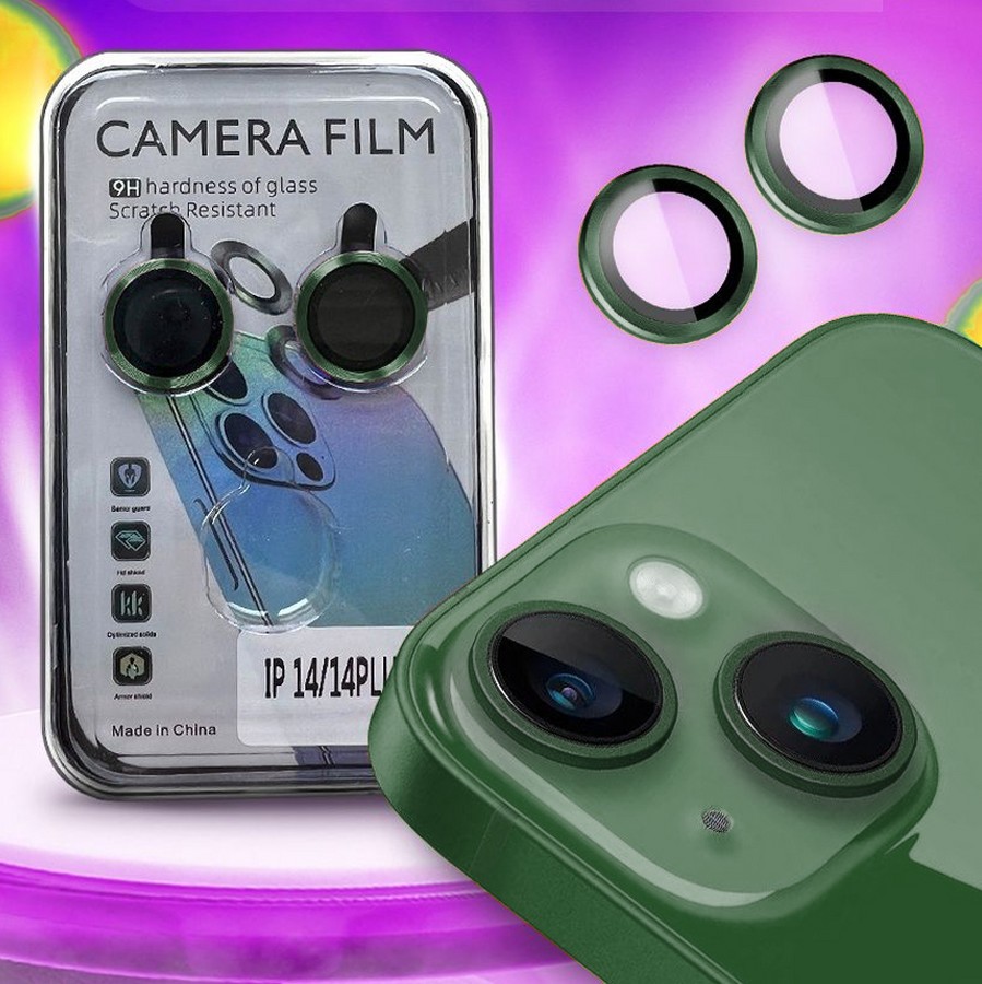 Аксессуары для сотовых оптом: Защитное стекло для камеры для Apple iPhone 14 (6.1)/14 Max (6.7) 2 Lenses зеленый