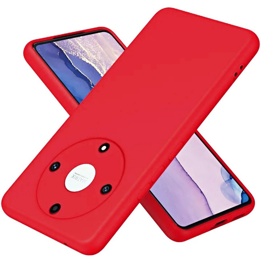 Аксессуары для сотовых оптом: Силиконовая накладка без логотипа Silky soft-touch для Huawei Honor X9A красный