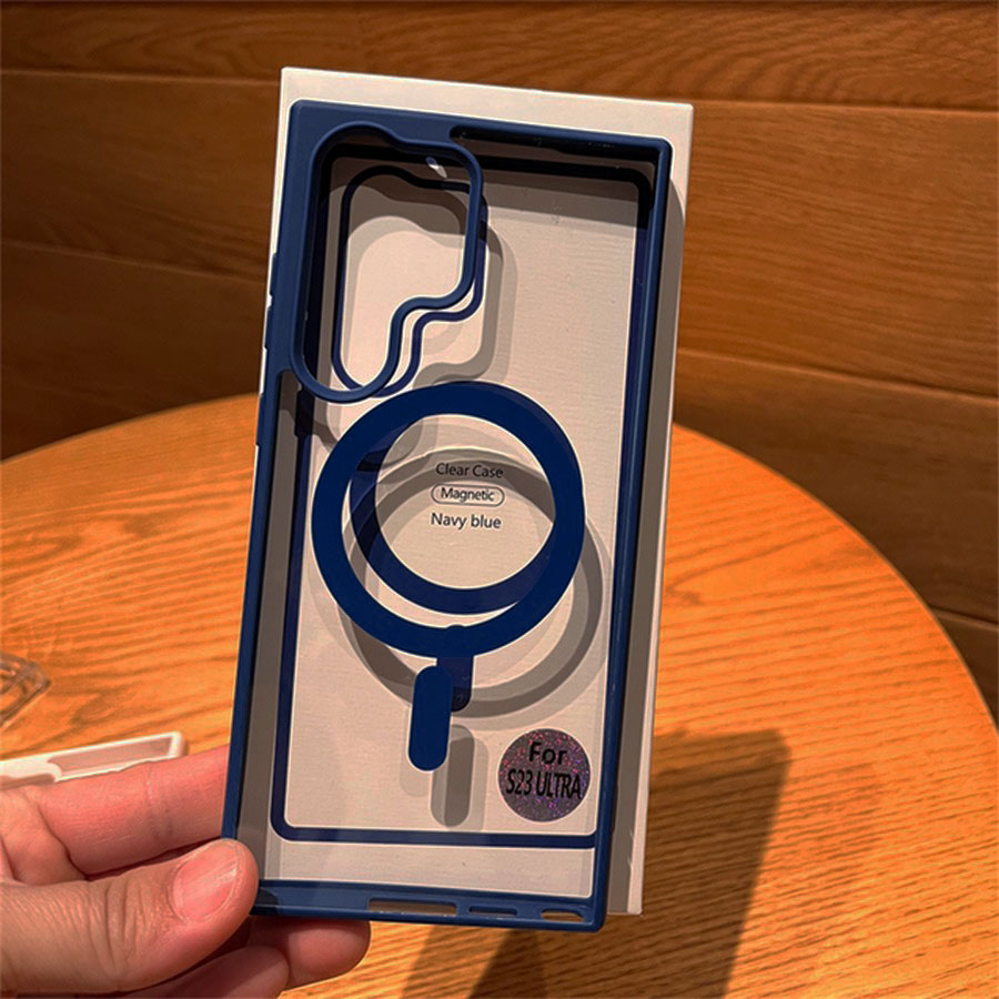 Аксессуары для сотовых оптом: Силиконовая накладка с Magsafe для Samsung S23 Ultra синий