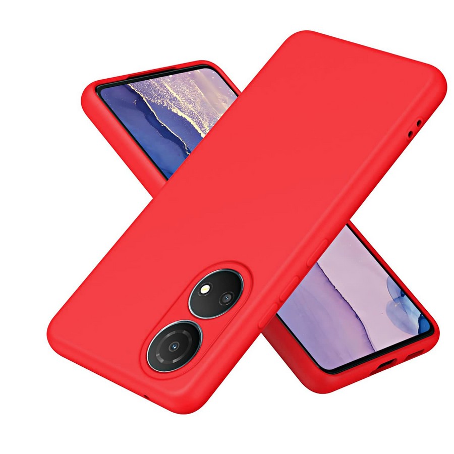 Аксессуары для сотовых оптом: Силиконовая накладка без логотипа Silky soft-touch для Huawei Honor 90 красный
