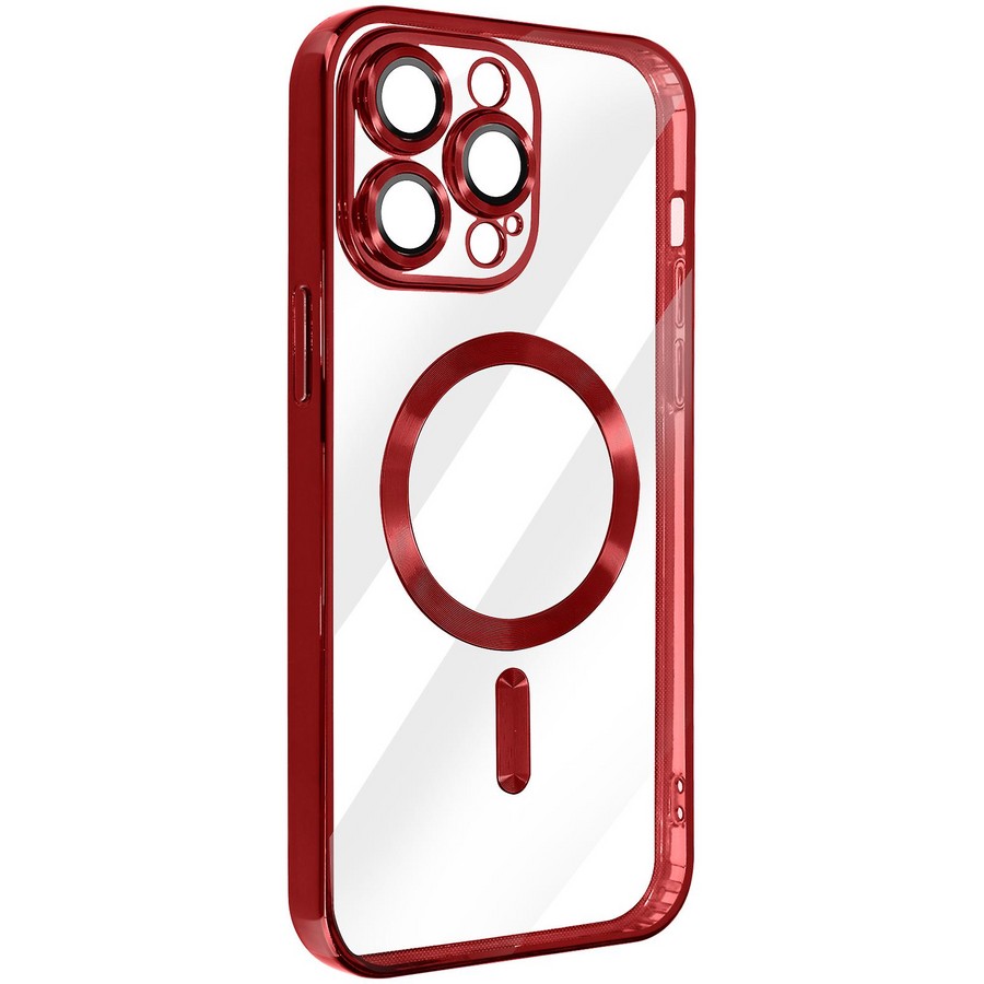 Аксессуары для сотовых оптом: Силиконовая накладка с Magsafe Magnetic для Apple iPhone 15 Pro Max красный