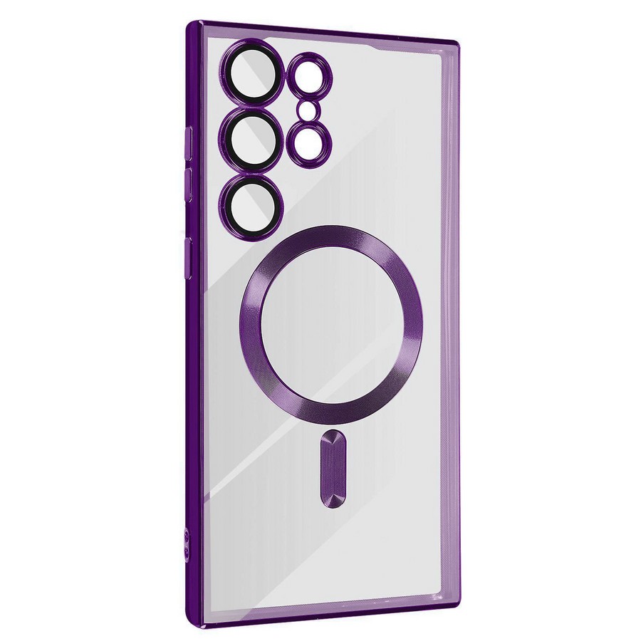 Аксессуары для сотовых оптом: Силиконовая накладка с Magsafe Magnetic для Samsung S24 Ultra фиолетовый