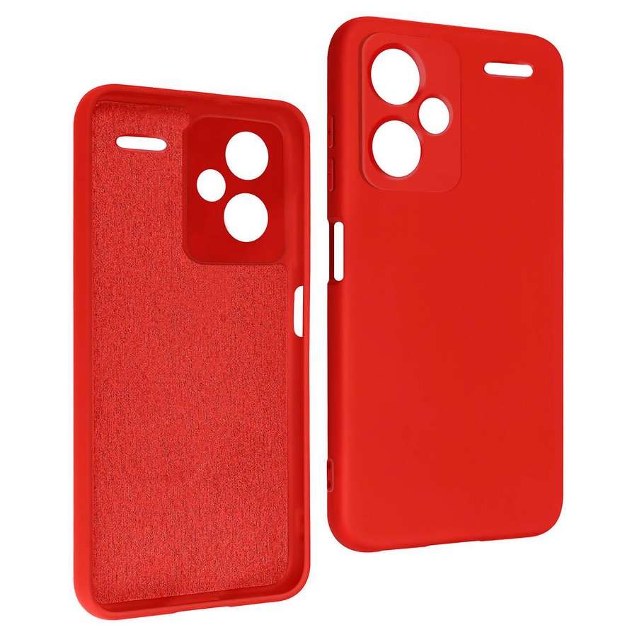 Аксессуары для сотовых оптом: Силиконовая накладка без логотипа Silky soft-touch для Xiaomi Redmi Note 13 Pro+ красный