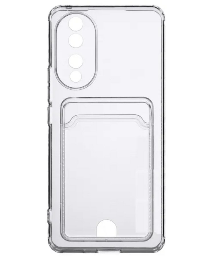 Аксессуары для сотовых оптом: Силиконовая накладка с отсеком для карты с защитой камеры для Huawei Honor 90 прозрачный