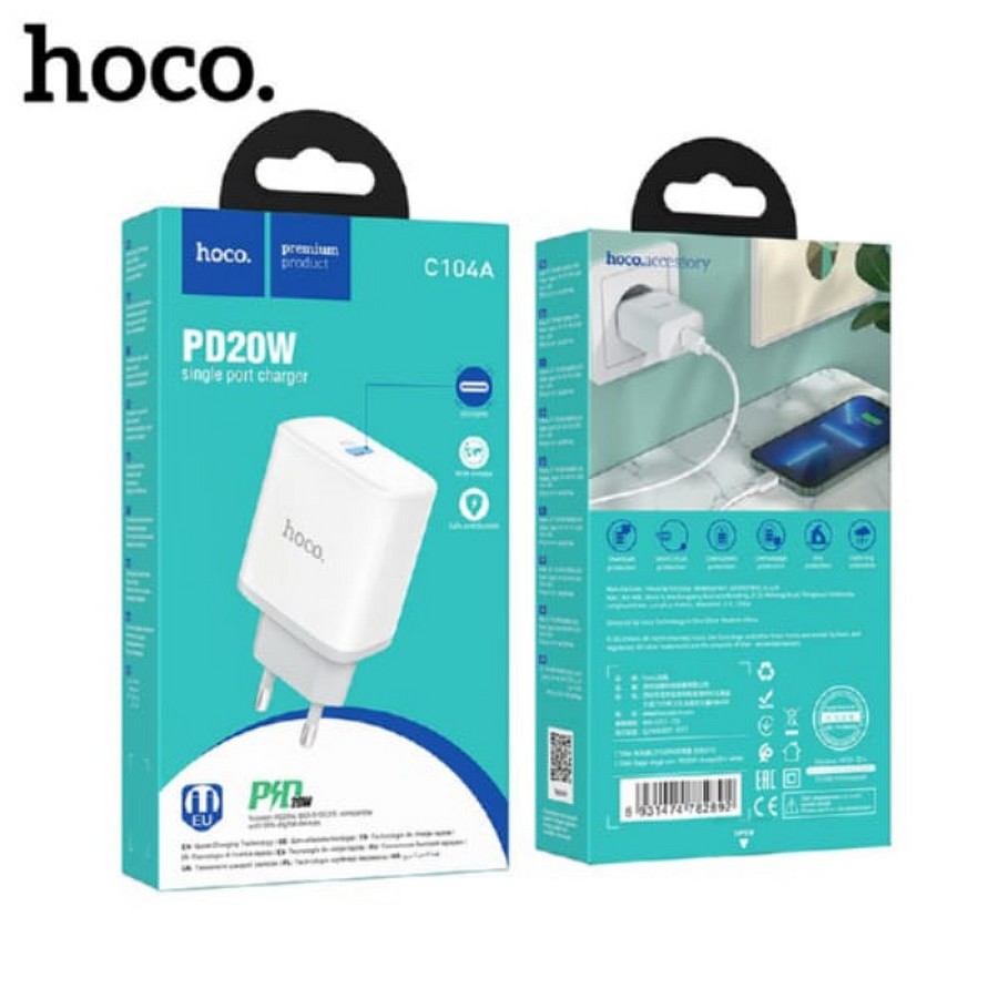 Аксессуары для сотовых оптом: СЗУ Hoco C104A PD20W белый