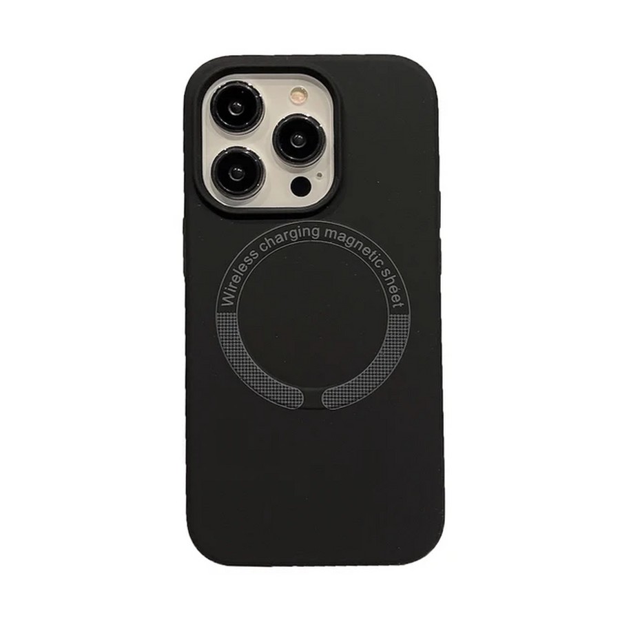 Аксессуары для сотовых оптом: Силиконовая накладка без логотипа Silicone Case MagSafe для Apple iPhone 15 Pro Max черный