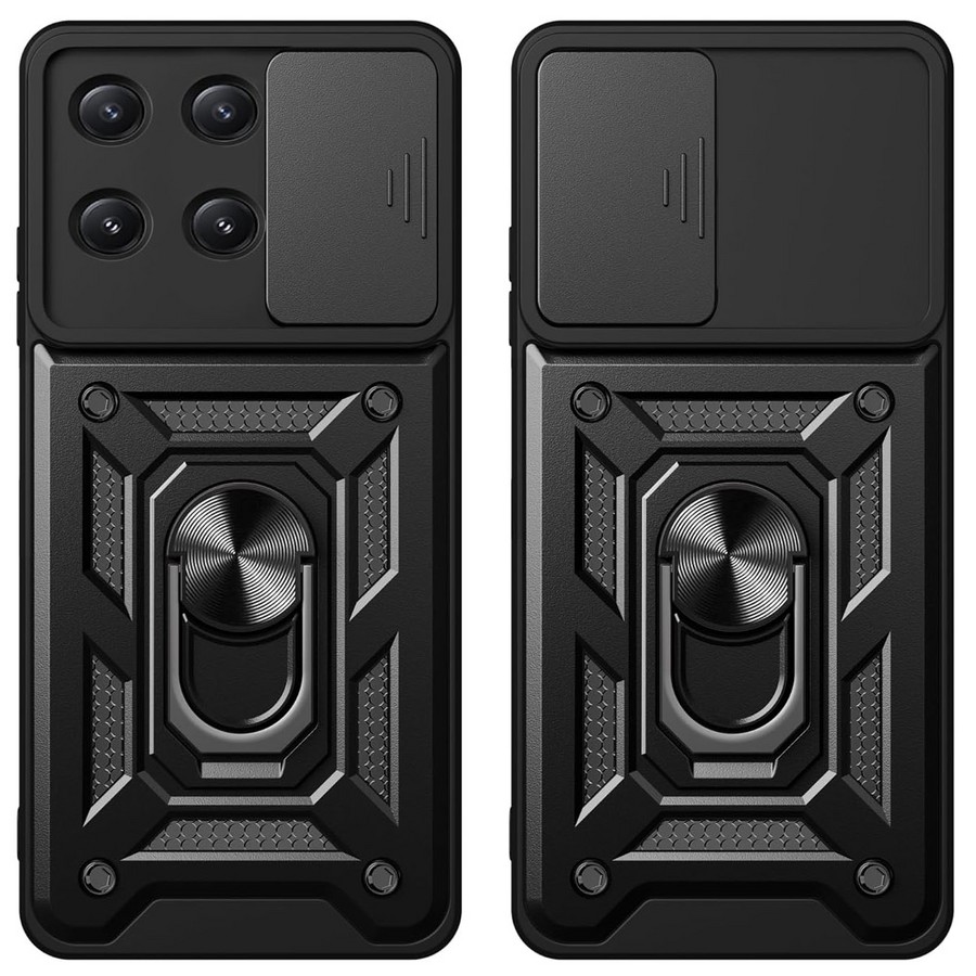 Аксессуары для сотовых оптом: Противоударная накладка с защитой камеры Armor Case с кольцом для Xiaomi 14 Pro черный