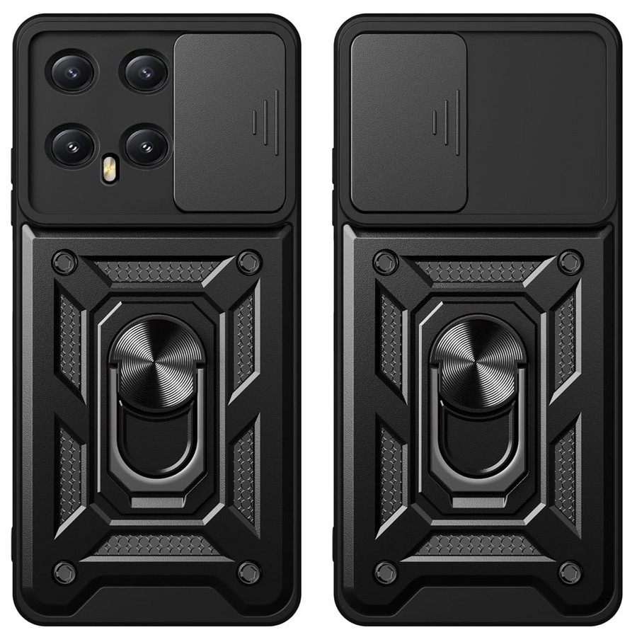 Аксессуары для сотовых оптом: Противоударная накладка с защитой камеры Armor Case с кольцом для Xiaomi 14 черный