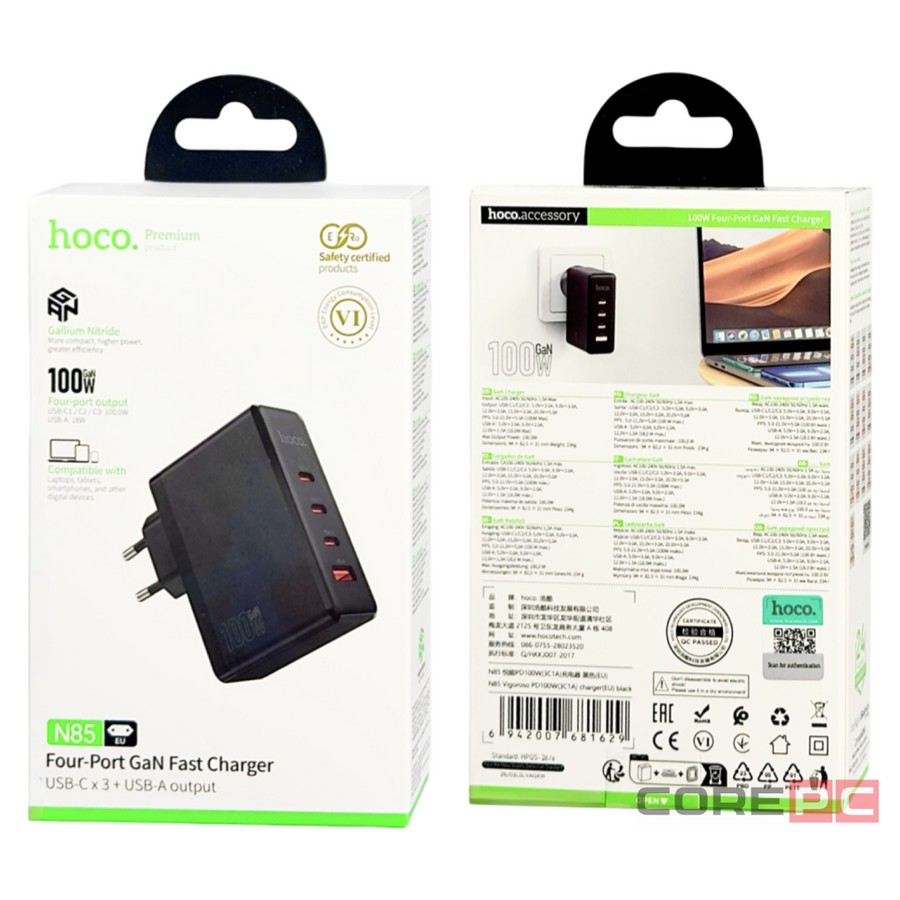 ���������� ��� ������� �����: ��� Hoco N85 Fast Charge 3.0 1USB 3Type-C 100W ������
