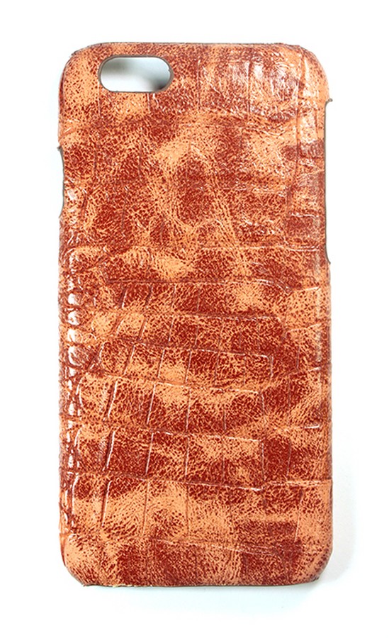 Аксессуары для сотовых оптом: Кожаная накладка Croco для Apple iPhone 6G коричневая