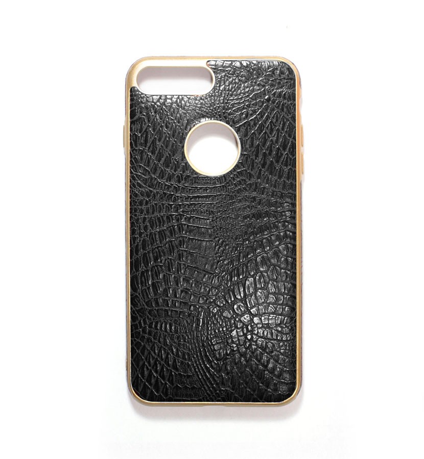Аксессуары для сотовых оптом: Силиконовая накладка Lux Series Crocodile Leather для Samsung A320 (2017) черный/золото