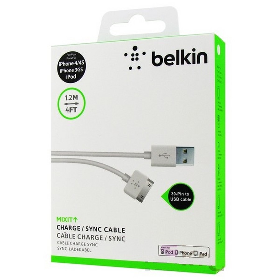 Аксессуары для сотовых оптом: Кабель Belkin Apple 4G USB 1.2 метра белый