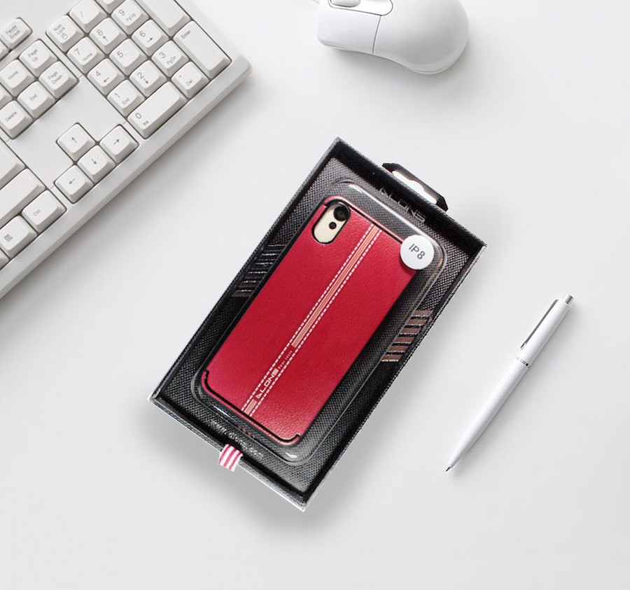 Аксессуары для сотовых оптом: Кожаная накладка Dlons для Apple iPhone X красный