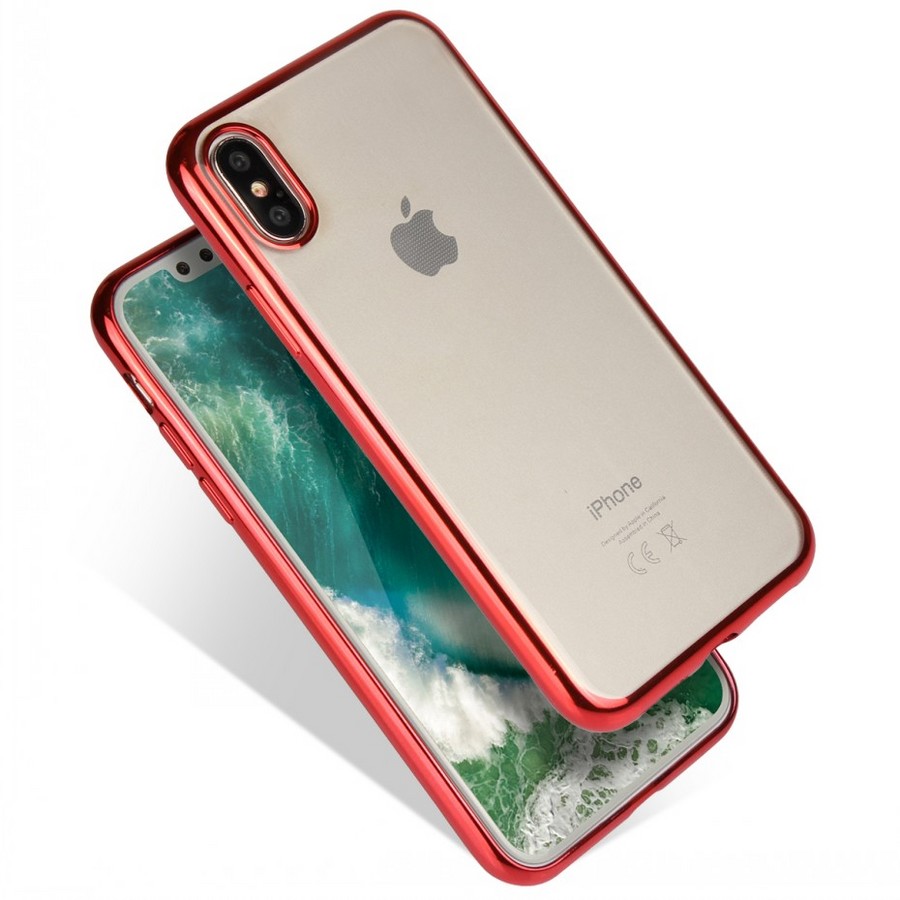 Аксессуары для сотовых оптом: Силиконовая накладка с бампером для Apple iPhone X красный