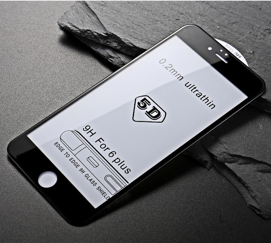 Аксессуары для сотовых оптом: Защитное стекло 5D полноэкранное для Apple iPhone 6+ черный