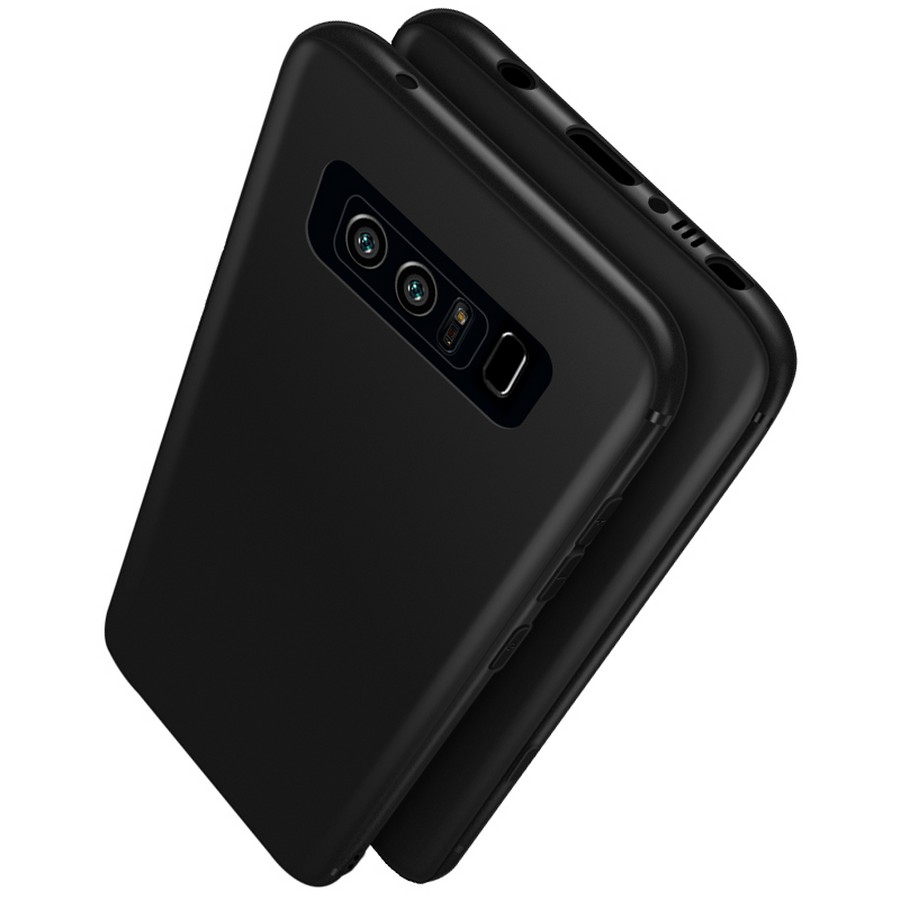 Аксессуары для сотовых оптом: Силиконовая накладка тонкая для Samsung Note 8 черный