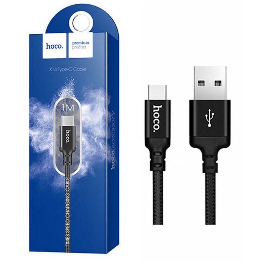 Аксессуары для сотовых оптом: USB кабель Hoco X14 Type-C 1m черный