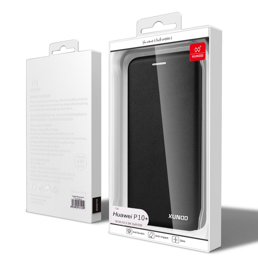 Аксессуары для сотовых оптом: Кожаный чехол-книга Xundd Saina Series для Huawei P10+ черный
