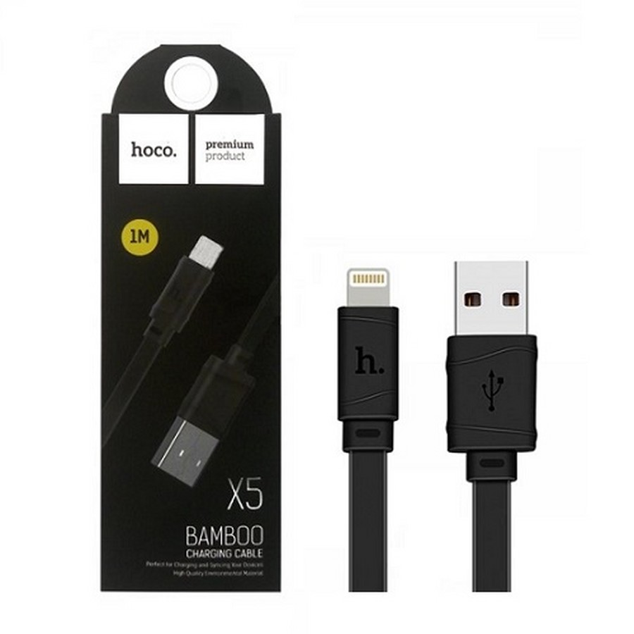 Аксессуары для сотовых оптом: USB кабель Hoco X5 Lightning 1m черный