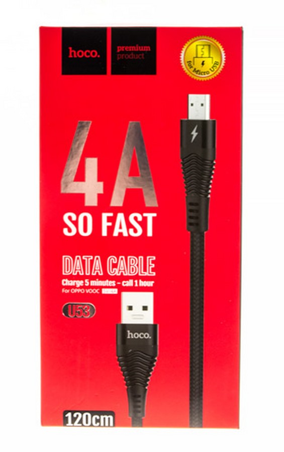 Аксессуары для сотовых оптом: USB кабель Hoco U53 Micro 4A 1.2m черный