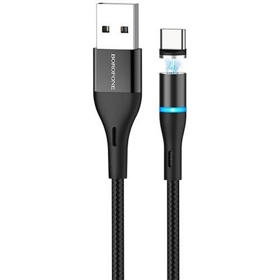 Аксессуары для сотовых оптом: USB кабель Borofone Magnetic BU16 lightning 1.2m черный