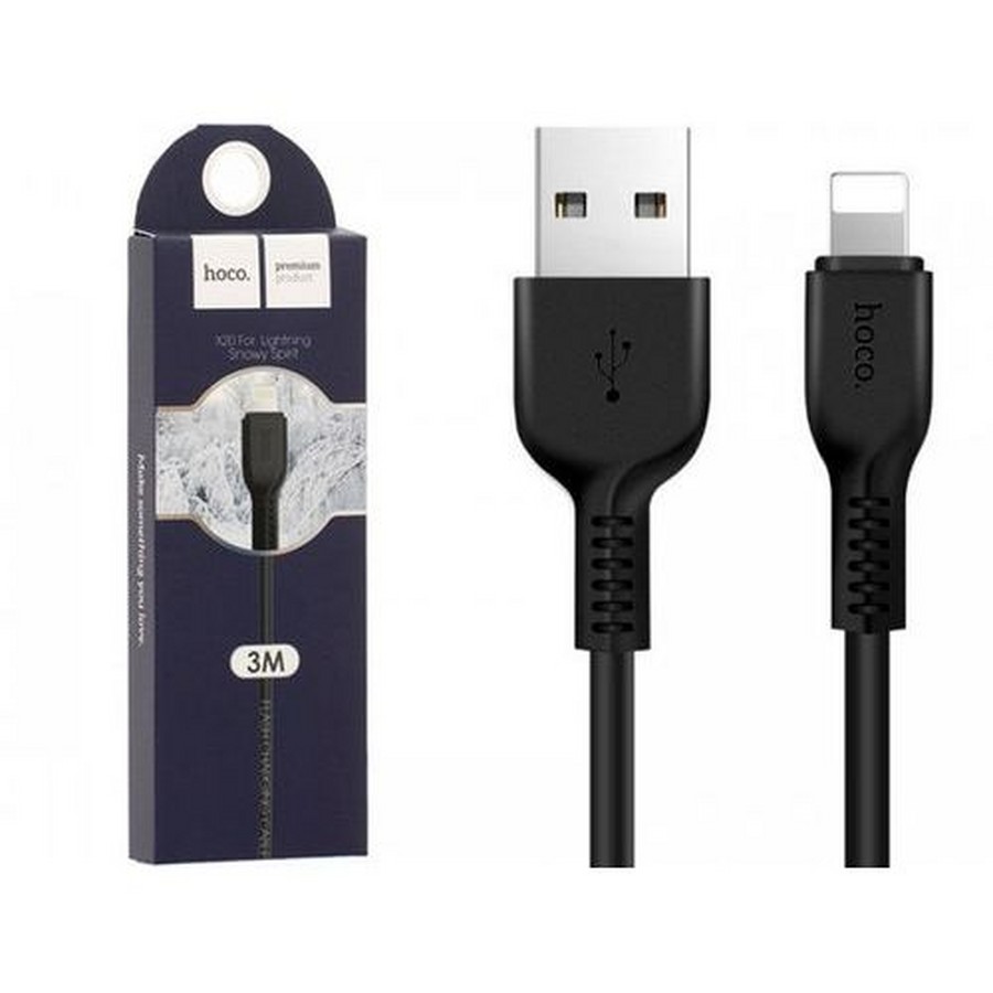 Аксессуары для сотовых оптом: USB кабель Hoco X20 Lightning 3m/2A черный