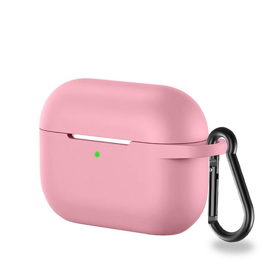 Аксессуары для сотовых оптом: Силиконовый чехол тонкий с карабином для Apple AirPods Pro светло-розовый