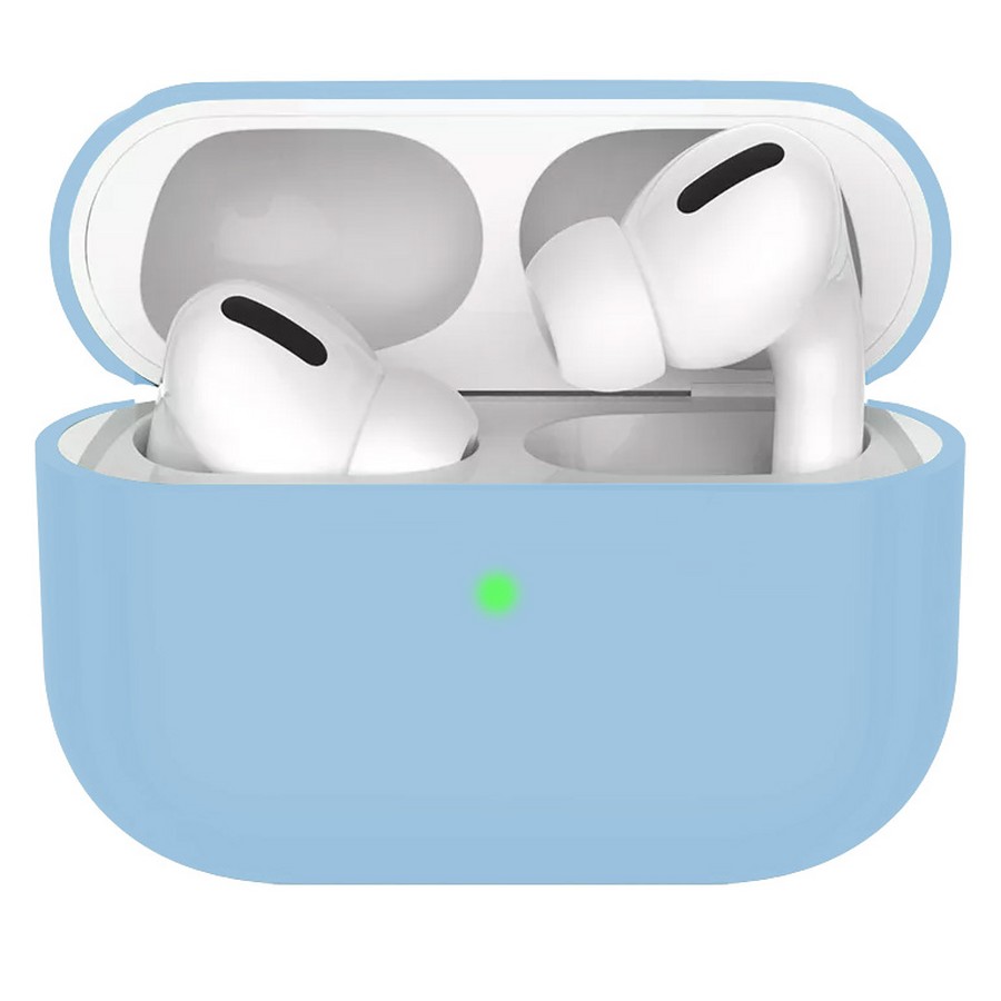 Аксессуары для сотовых оптом: Силиконовый чехол тонкий для Apple AirPods Pro светло-голубой