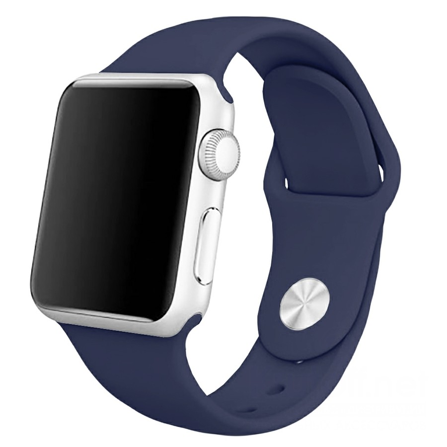 Аксессуары для сотовых оптом: Силиконовый ремешок для Apple Watch 42/44/45mm темно-синий