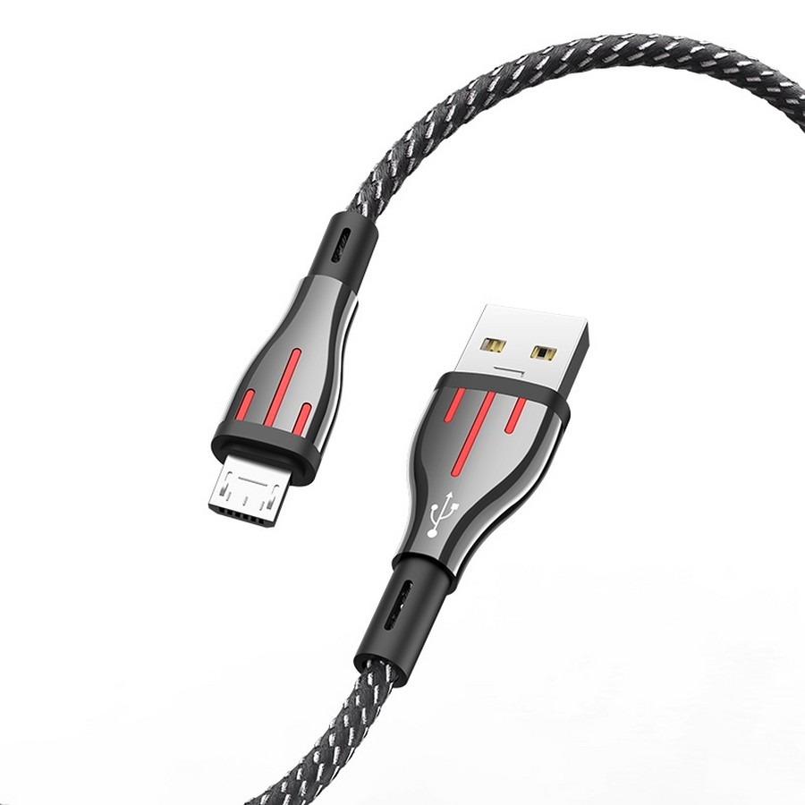 Аксессуары для сотовых оптом: USB кабель Borofone BU23 micro 1.2m черный
