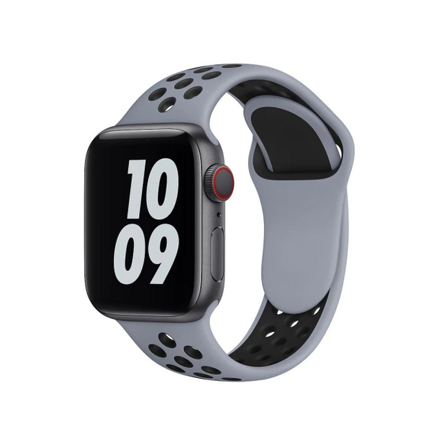 Аксессуары для сотовых оптом: Силиконовый ремешок Nike для Apple Watch 38/40/41mm серо-черный