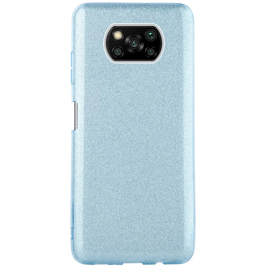 Аксессуары для сотовых оптом: Силиконовая противоударная накладка Diamond для Xiaomi POCO X3 голубой